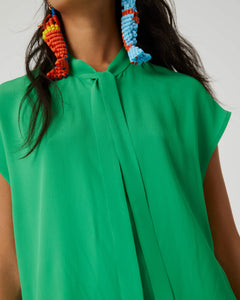 blusa de crepe misto de seda verde