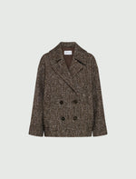 Carregar imagem no visualizador da galeria, brown twill double-breasted pea coat
