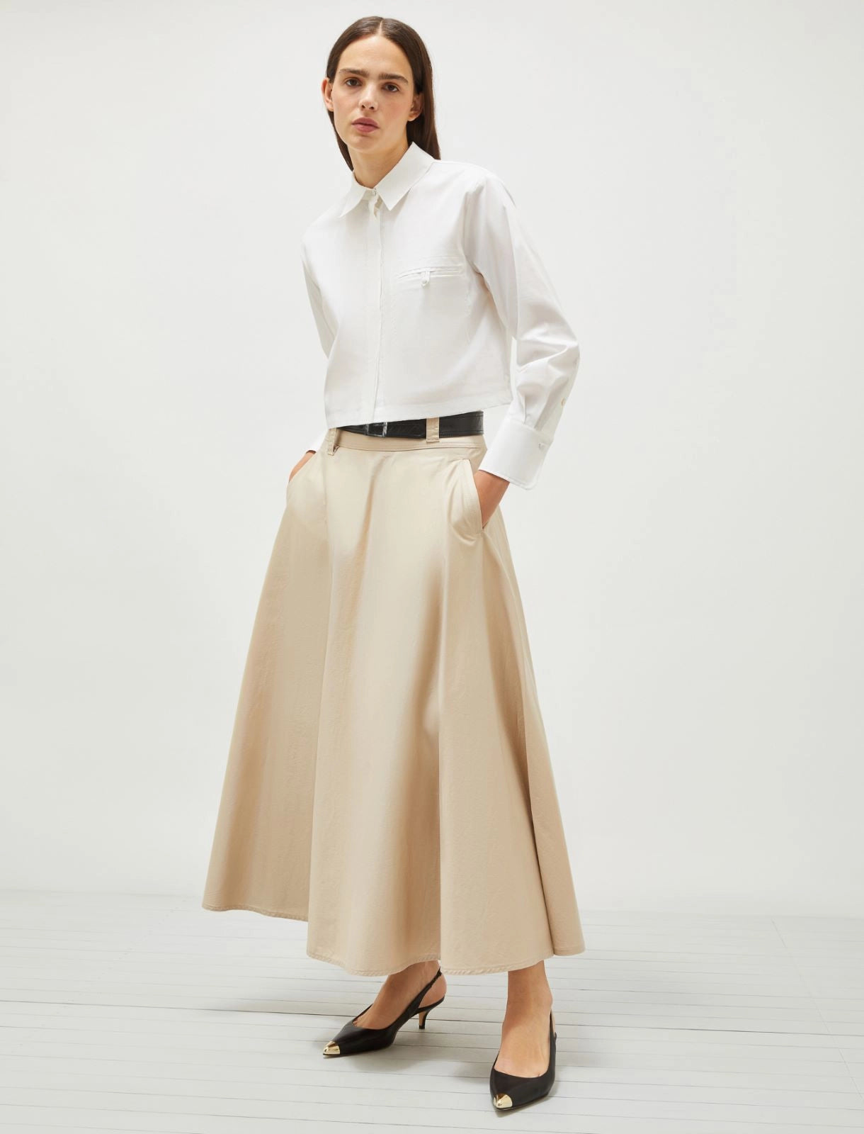 sand jacquard skirt