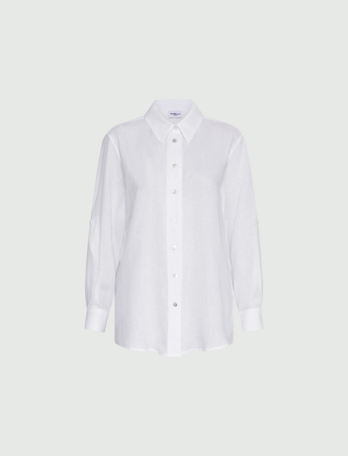 optical white linen shirt