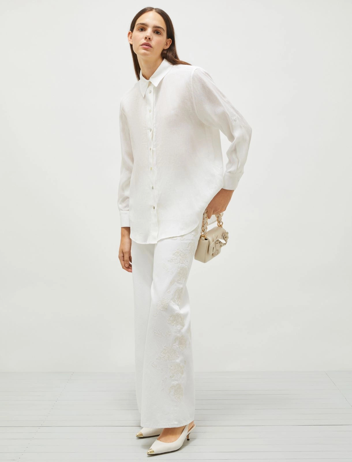 optical white linen shirt