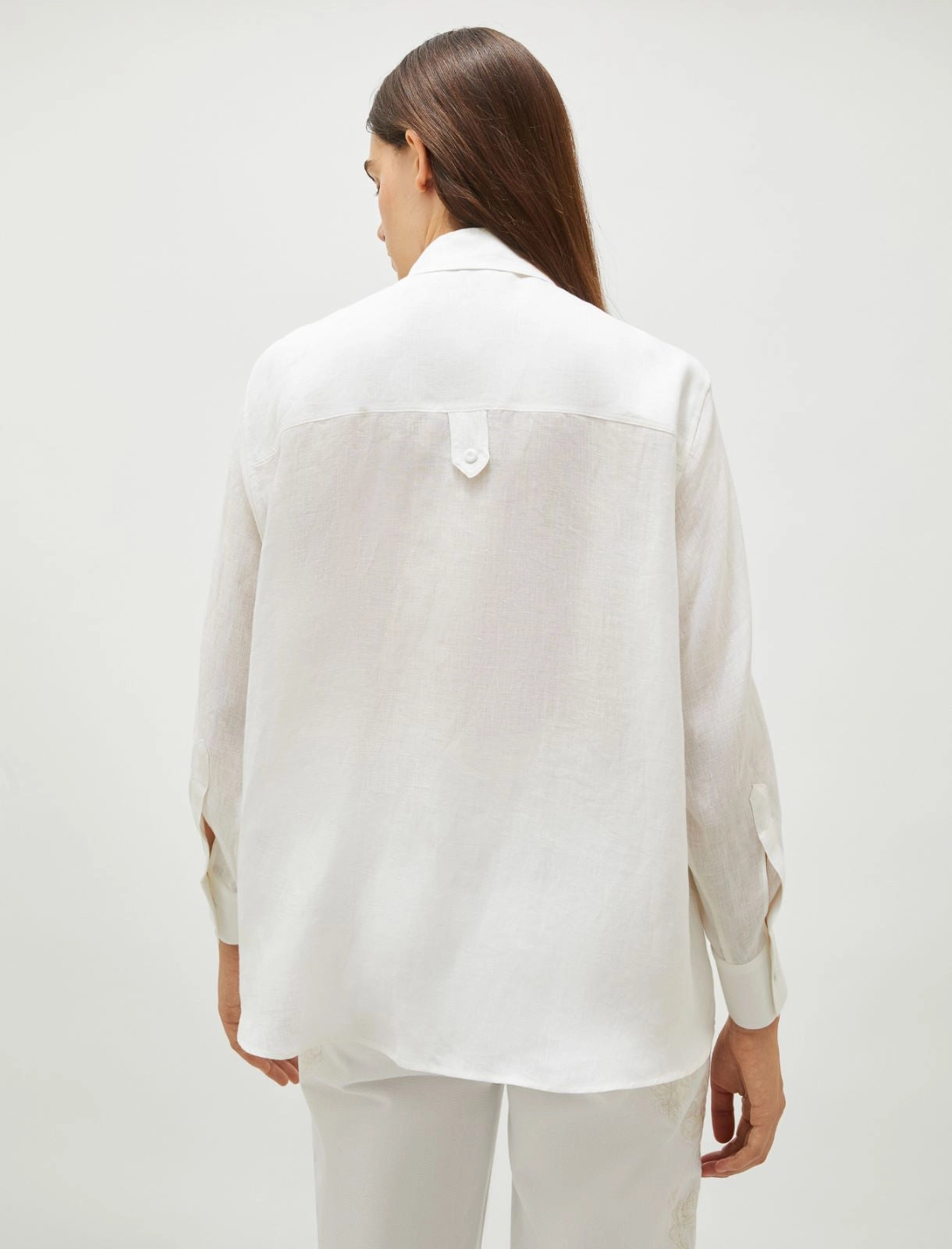 optical white linen shirt