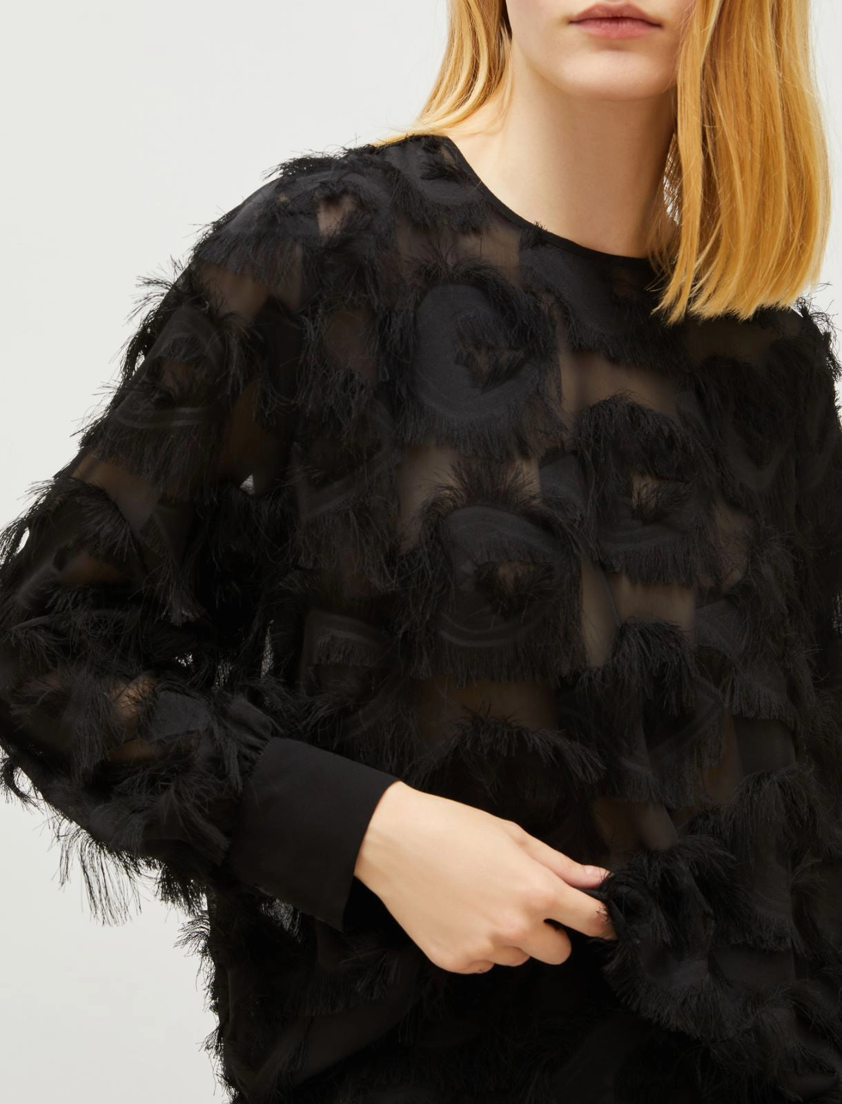 black fil coupé blouse