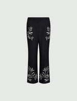 Carregar imagem no visualizador da galeria, black placed flared satin trousers
