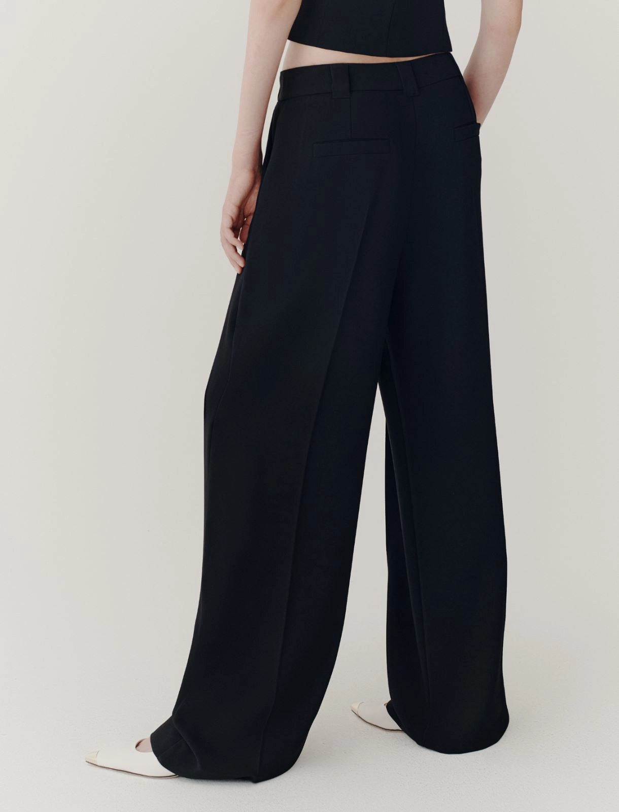 black relaxed-fit envers satin trousers