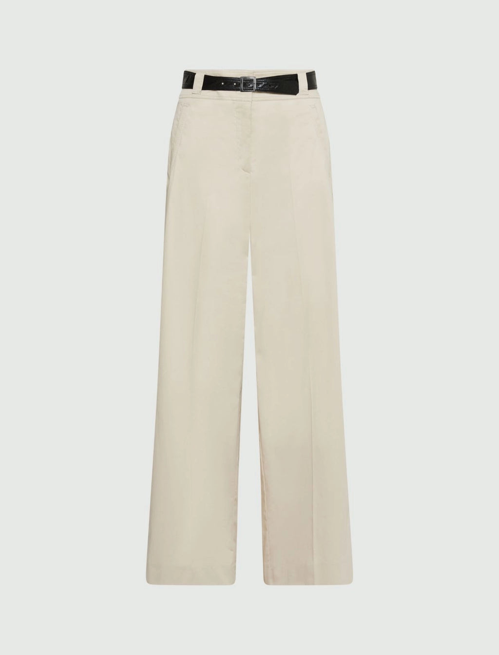 sand stretch satin trousers