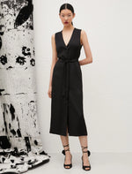 Carregar imagem no visualizador da galeria, black long belted dress
