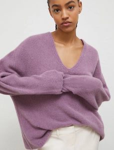 lilac V-neck sweater