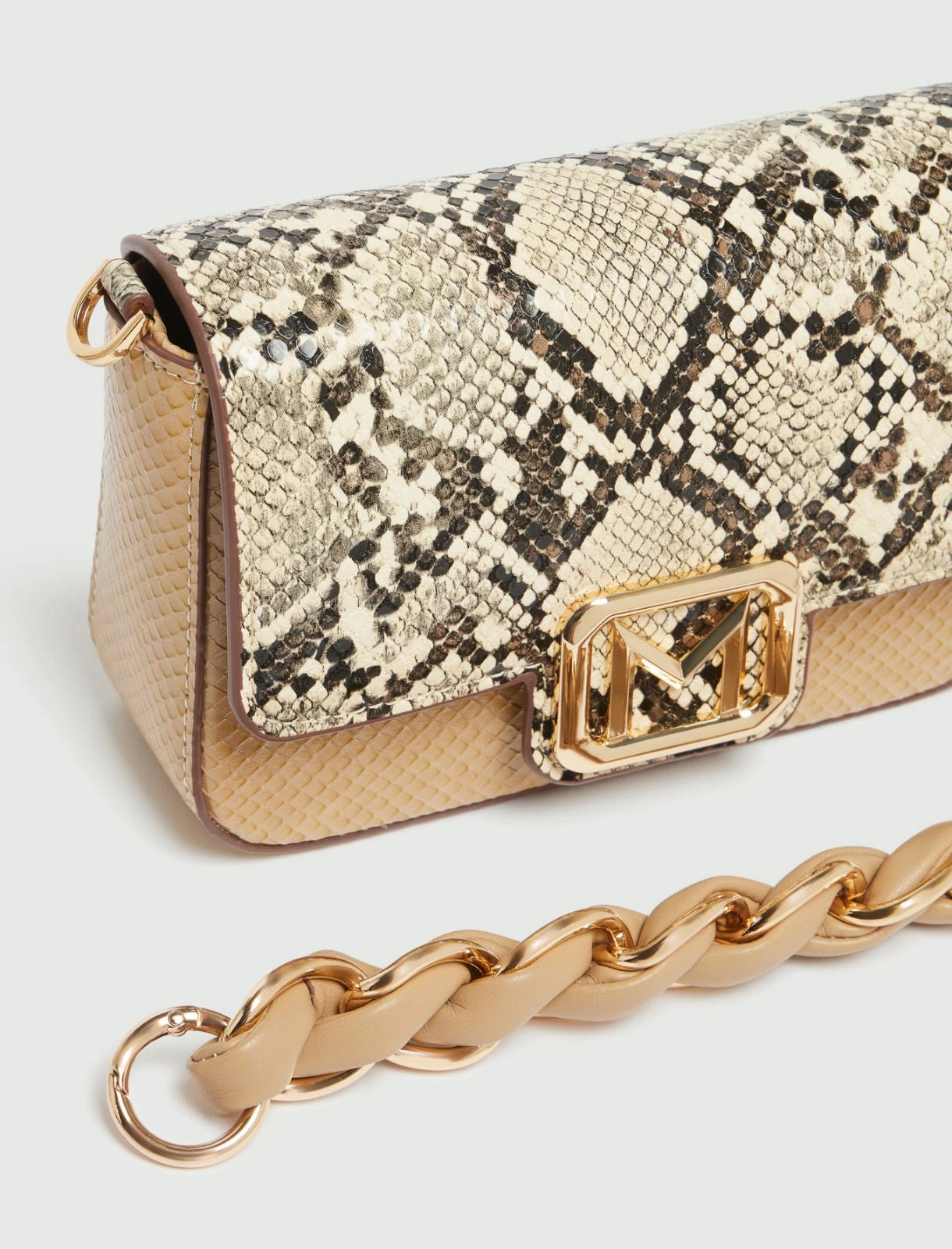 bag with reptile-print flap detail