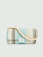 Load image into Gallery viewer, light blue raffia baguette bag
