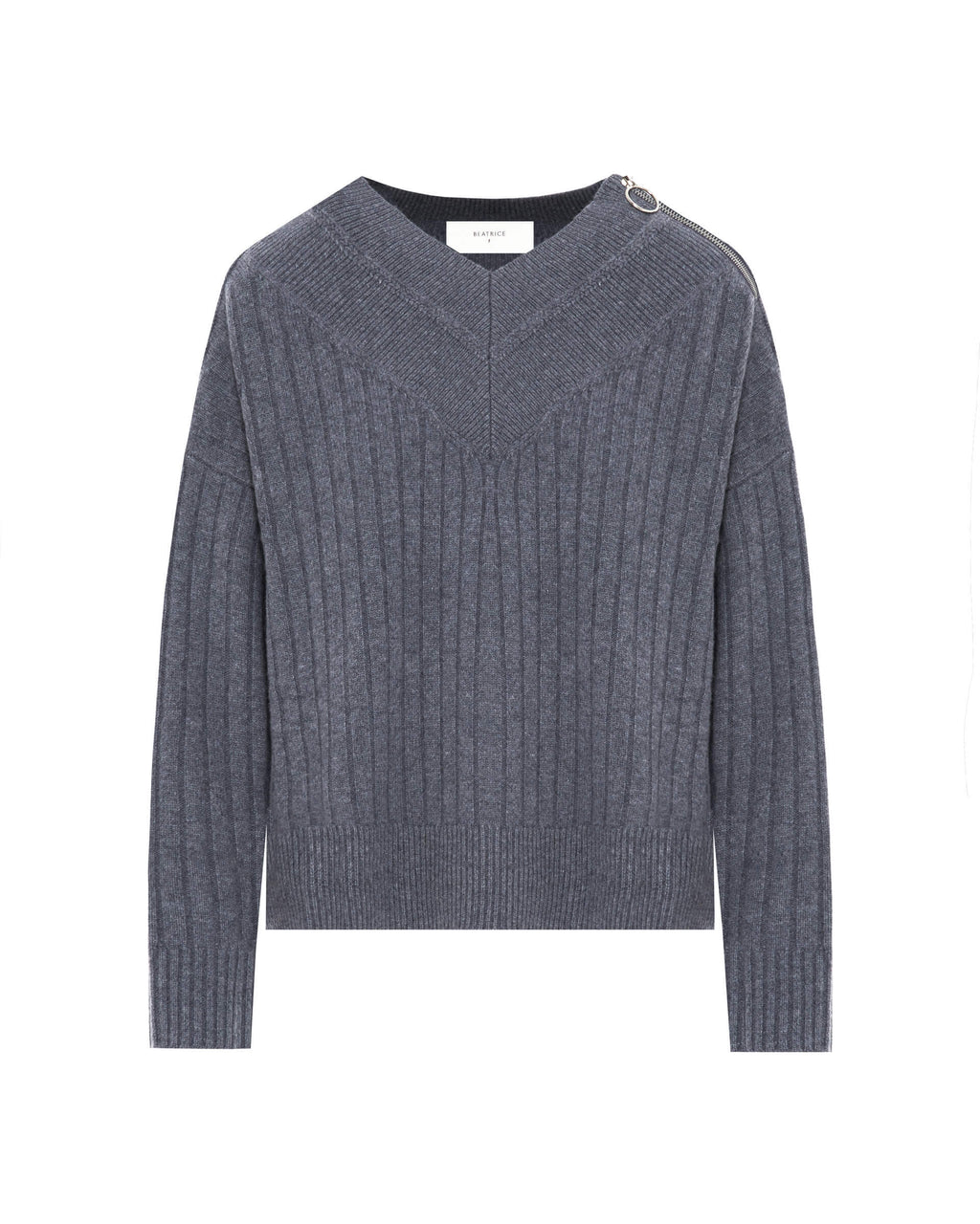 titanium v-neck ribbed sweater