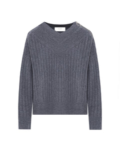 titanium v-neck ribbed sweater