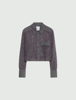 Load image into Gallery viewer, slate grey embroidered tulle shirt
