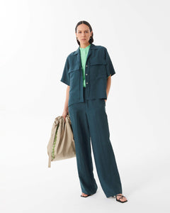 hydro linen flared trousers