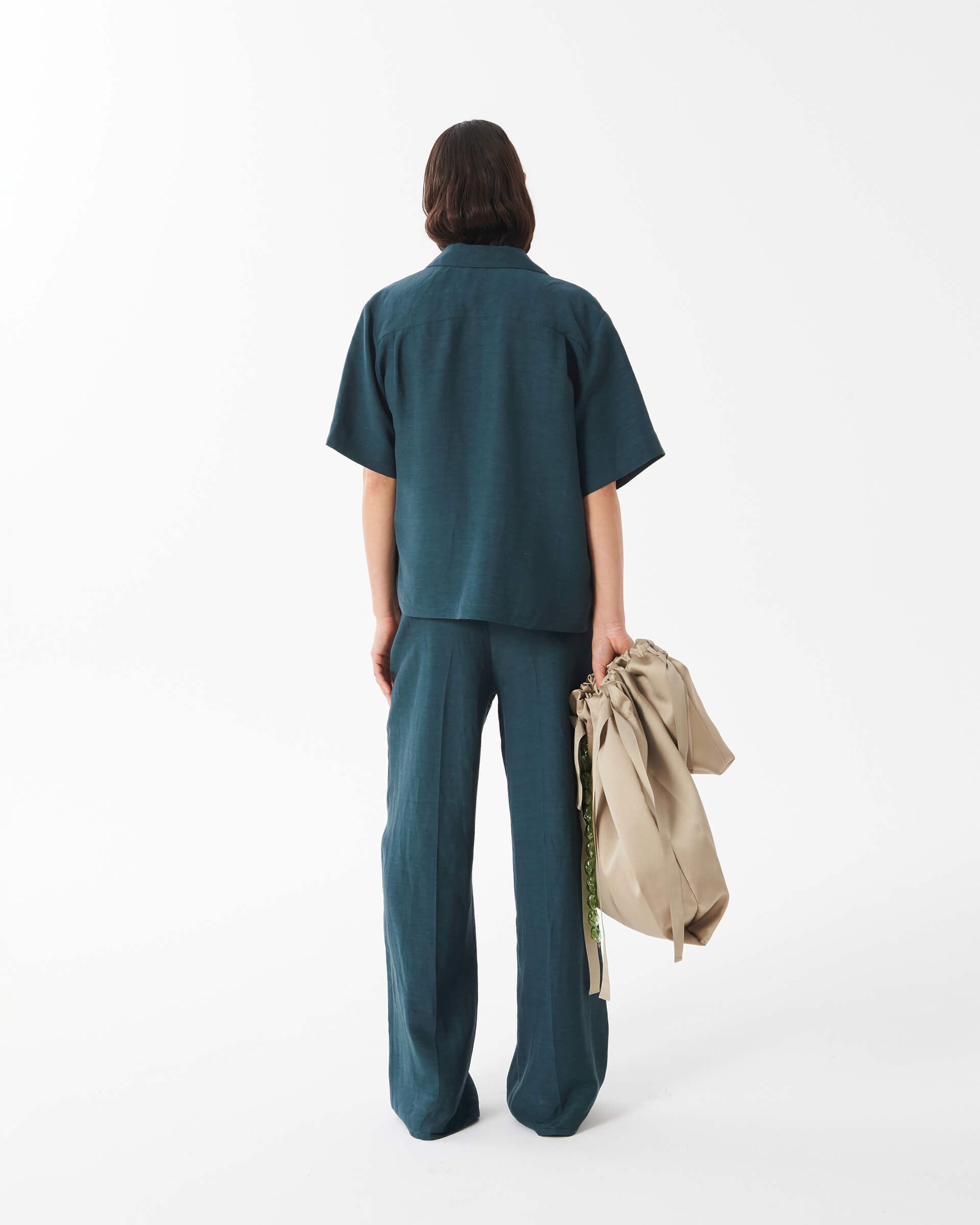 hydro linen flared trousers