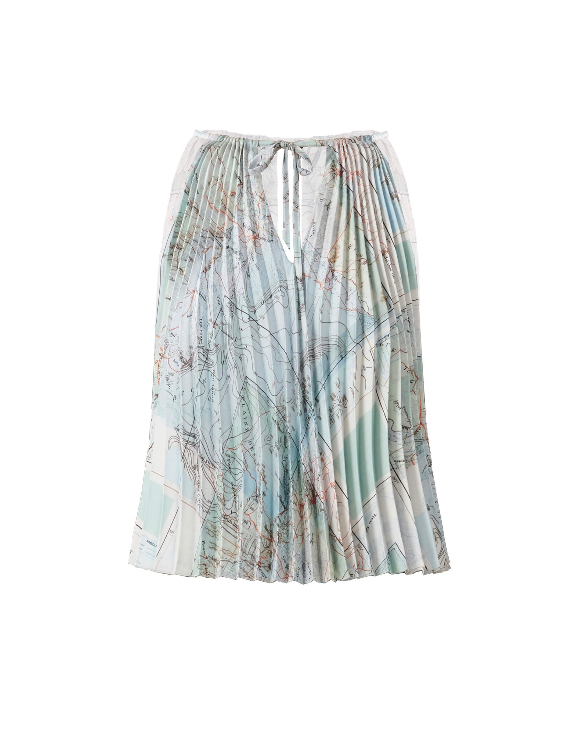 opal blue pleated & printed top