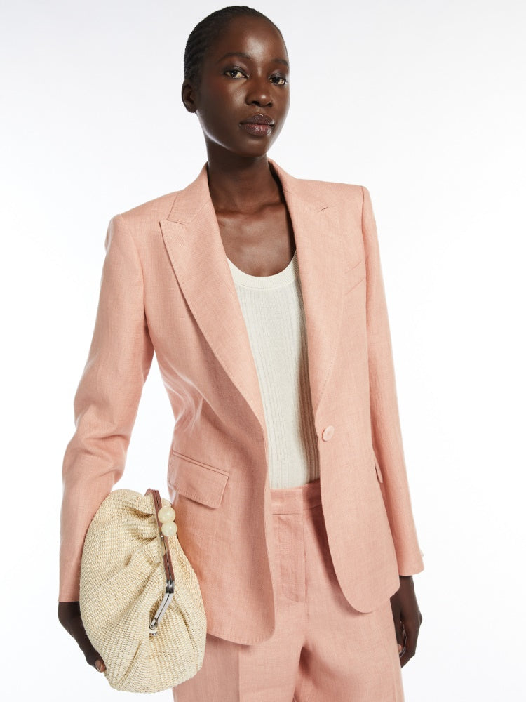 pink washed linen blazer