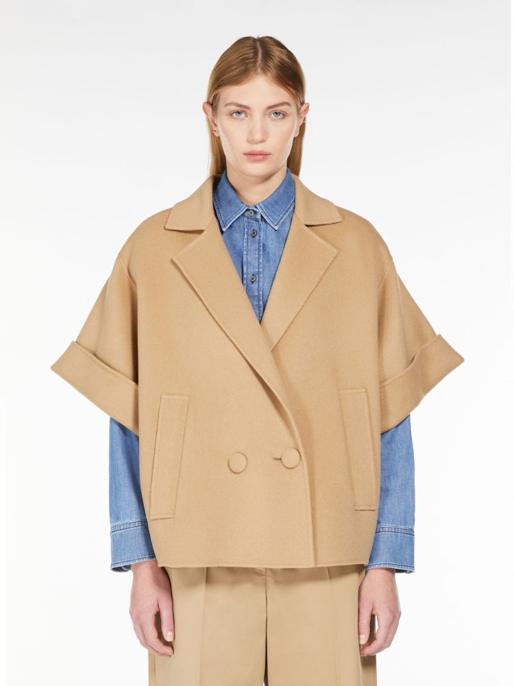 beige short wool coat