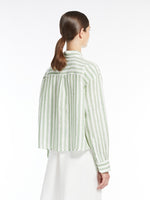 Load image into Gallery viewer, green &amp; white linen shirt
