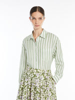 Load image into Gallery viewer, green &amp; white linen shirt
