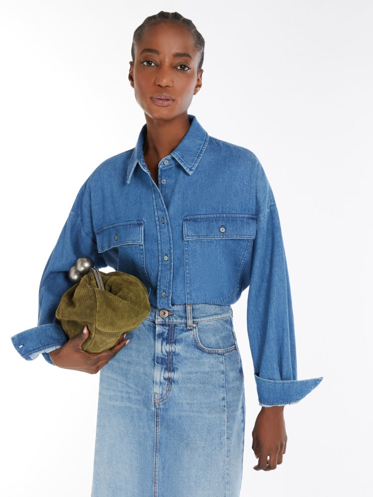 navy denim boxy shirt