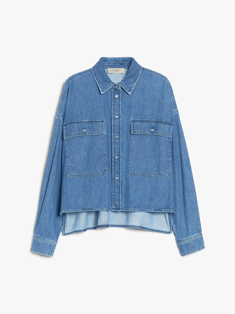 navy denim boxy shirt