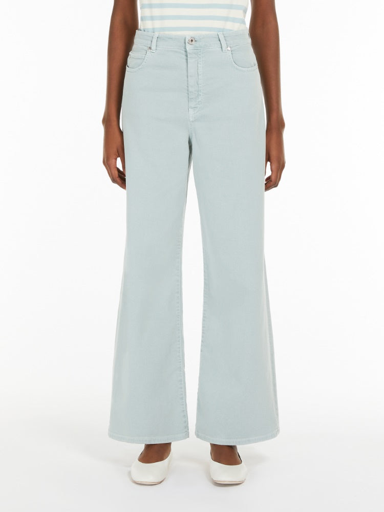 pastel green drill wide-leg trousers