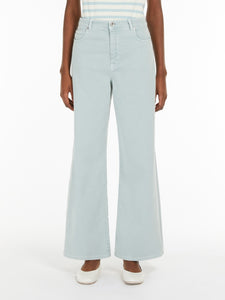 pastel green drill wide-leg trousers