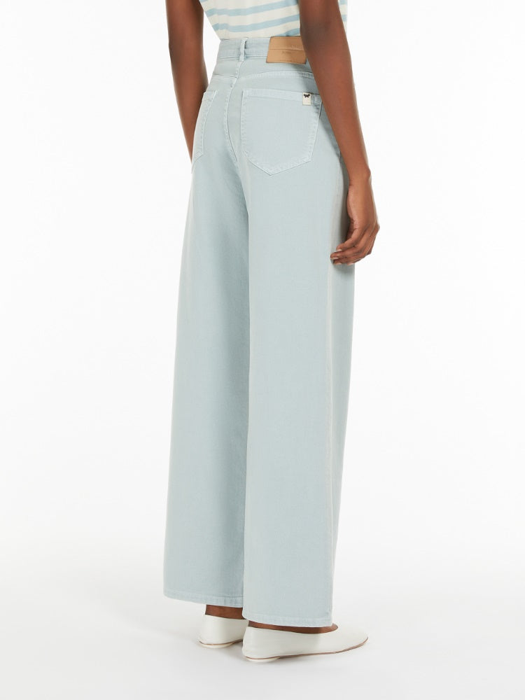 pastel green drill wide-leg trousers