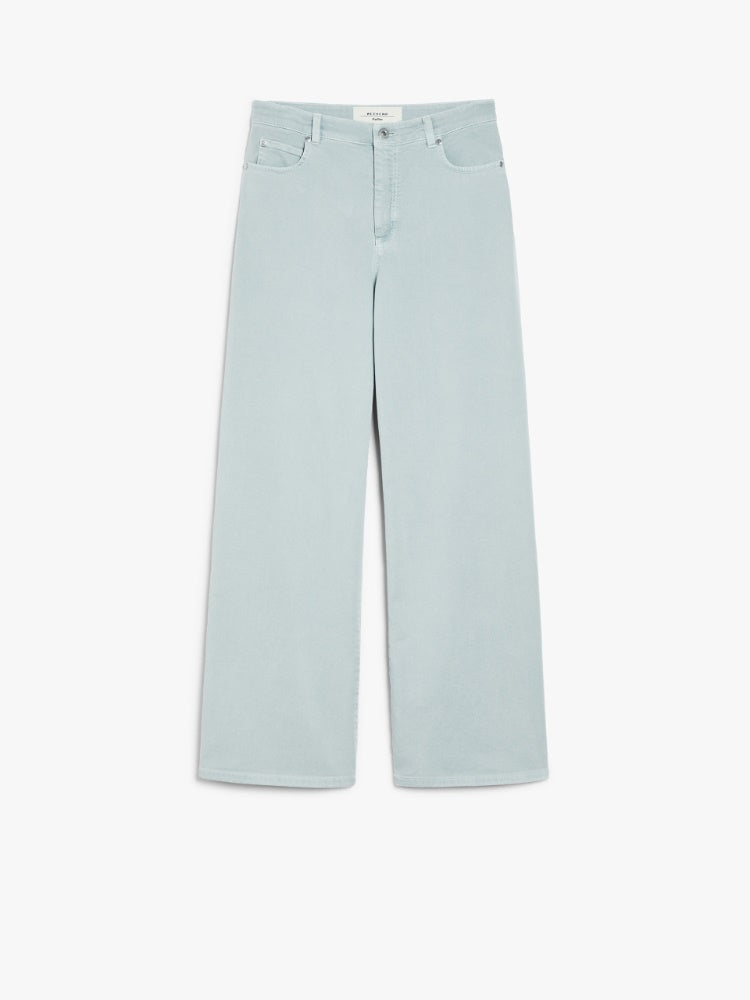 pastel green drill wide-leg trousers