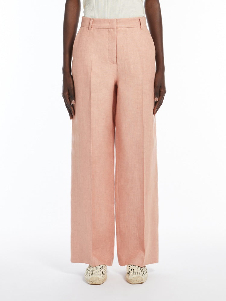 pink linen canvas trousers