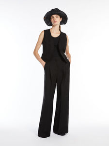 black ciscose and linen wide trousers