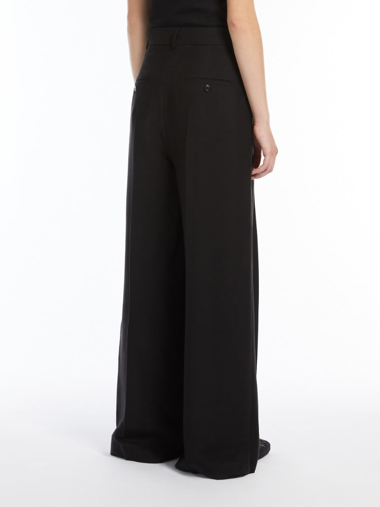 black ciscose and linen wide trousers