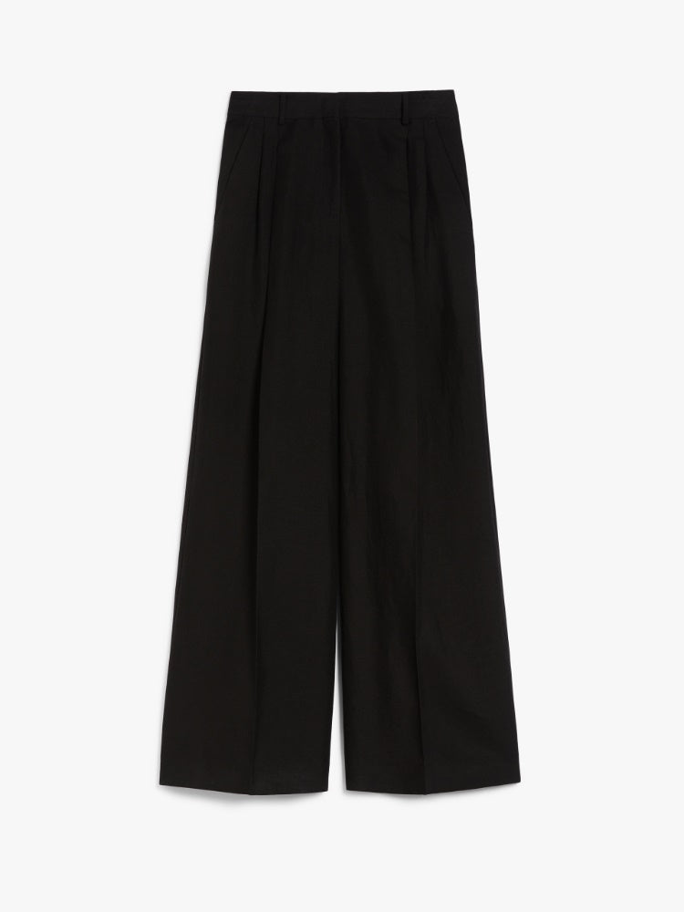 black ciscose and linen wide trousers