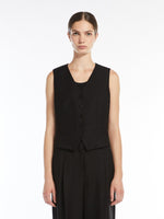 Carregar imagem no visualizador da galeria, black viscose and linen canvas waistcoat
