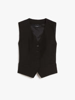 Carregar imagem no visualizador da galeria, black viscose and linen canvas waistcoat
