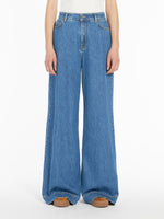 Load image into Gallery viewer, navy Wide-leg denim jeans
