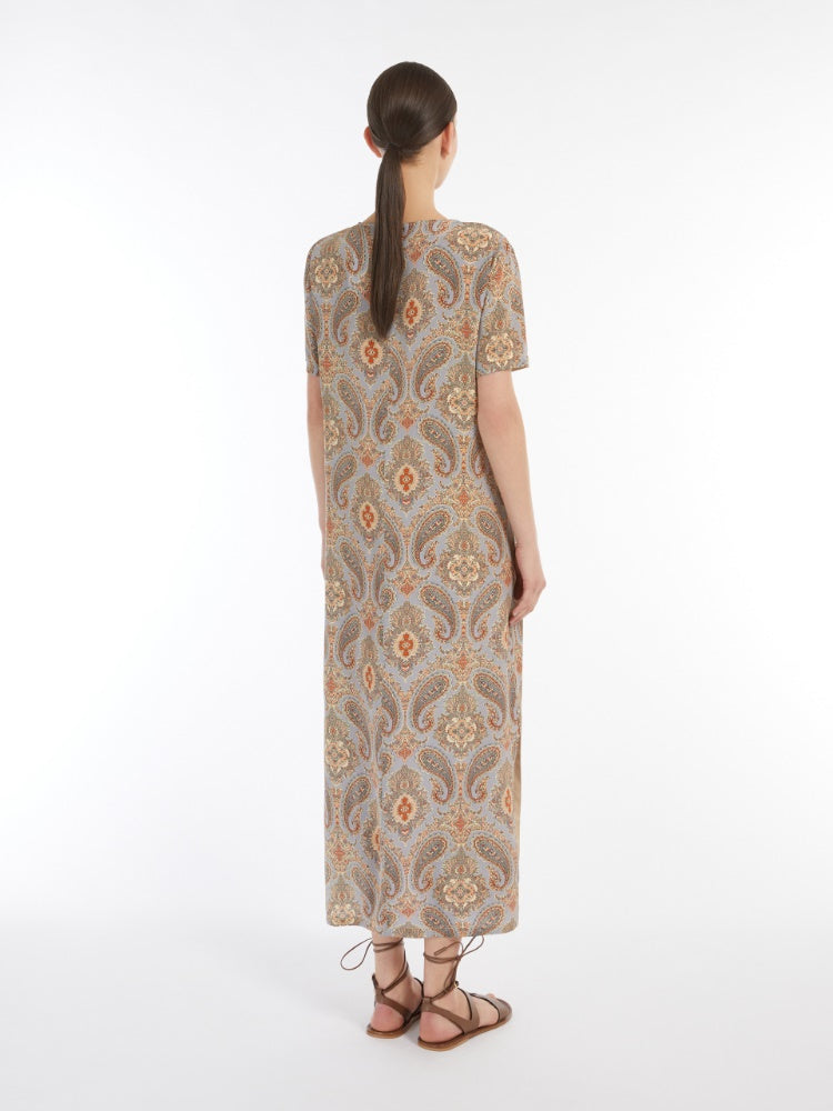 long printed silk dress