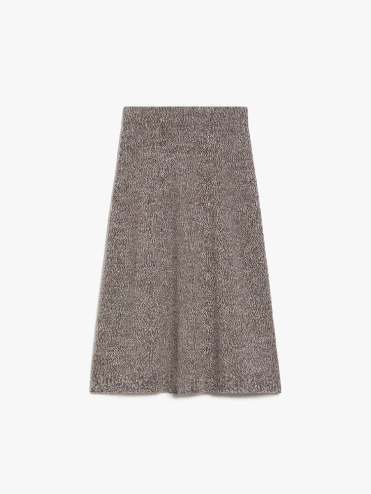 dark brown flared wool skirt