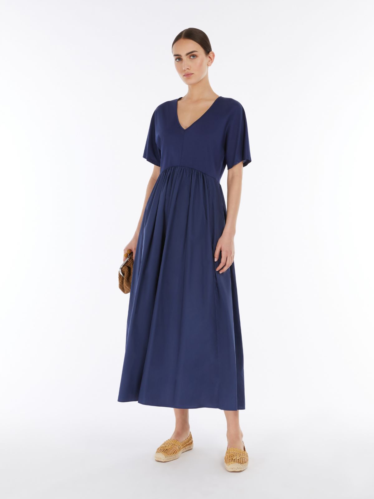 navy long wide jersey dress