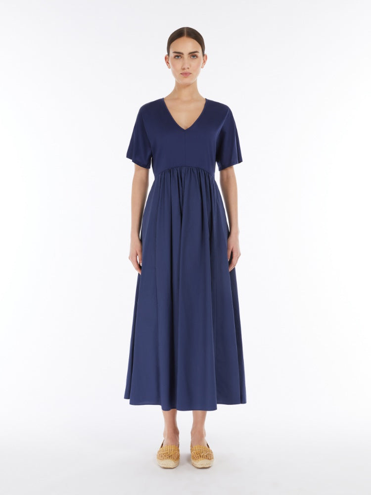 navy long wide jersey dress