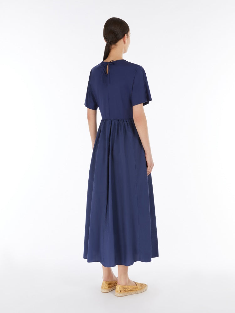 navy long wide jersey dress