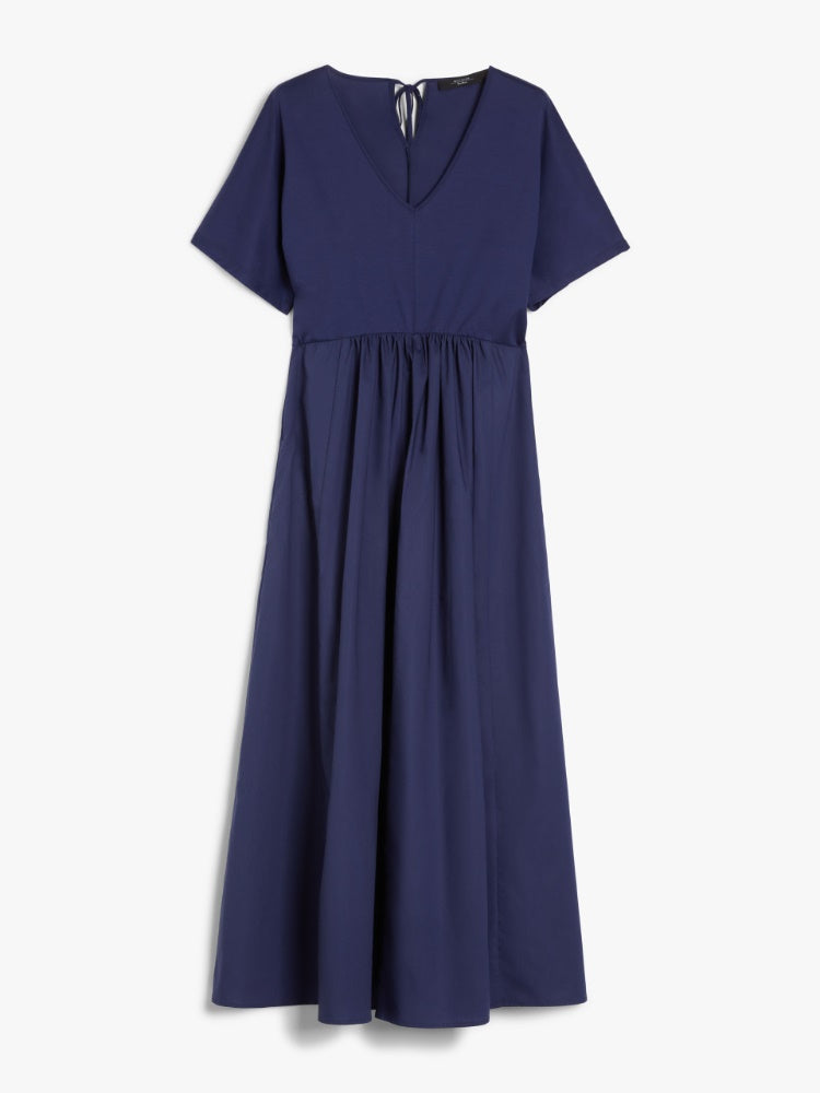 navy long wide jersey dress