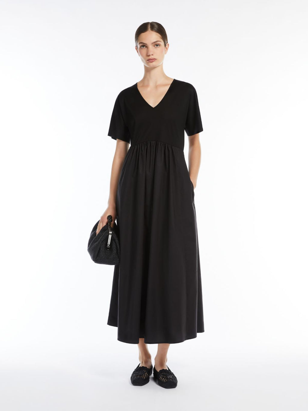 black long wide jersey dress