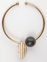 Load image into Gallery viewer, gold dune necklace in metal and wood
