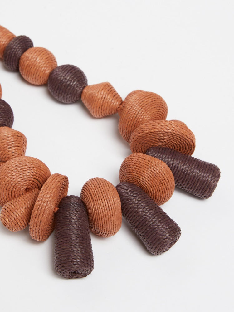 rust long straw necklace