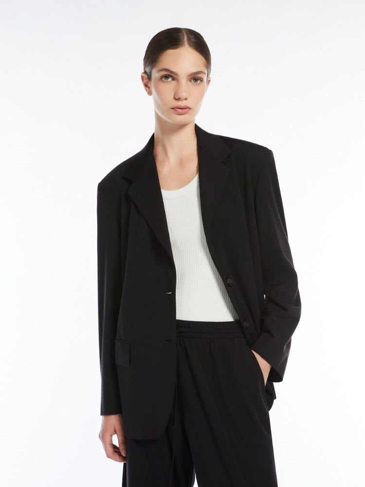 black Single-breasted jersey blazer