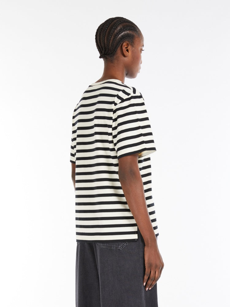 black pinstripes crew-neck T-shirt