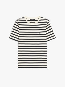 black pinstripes crew-neck T-shirt