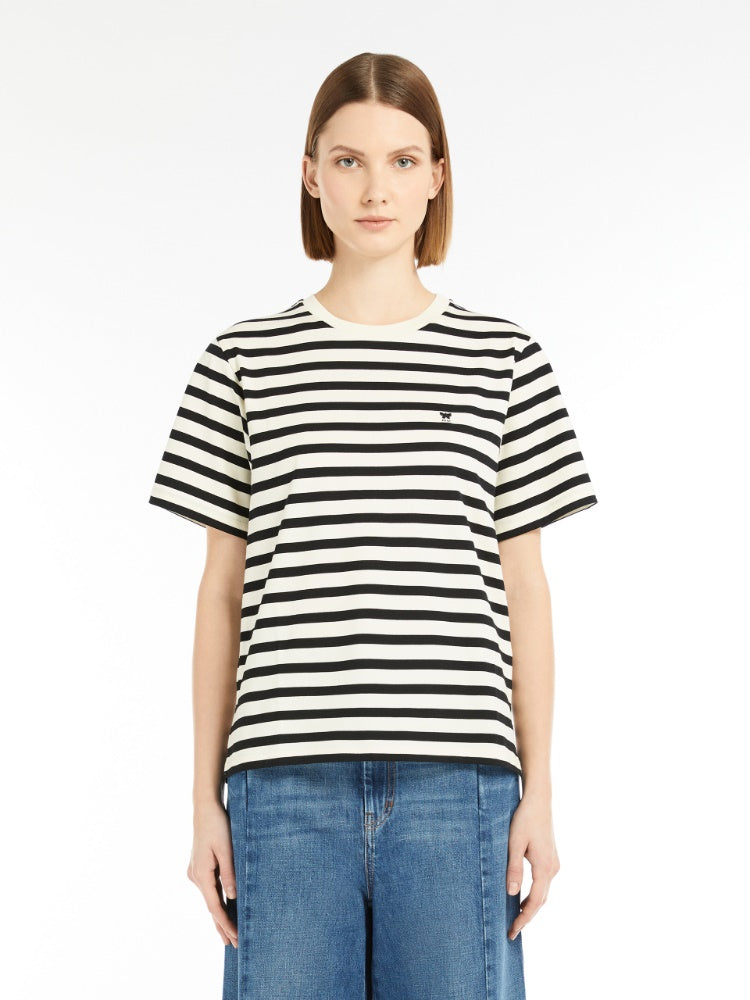 navy pinstripes crew-neck T-shirt